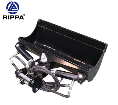 A Rippa dual cylinder tilt bucket used with a Rippa excavator.