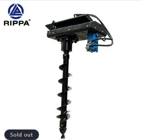 A black and blue industry auger drill with the Rippa logo in the top left corner and a sold out label at the bottom left.